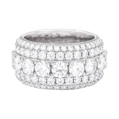 Men's Moissanite 5 Layer Diamond Band Ring in White Gold Vermeil