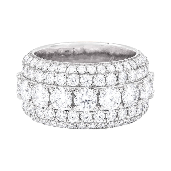 5 Layer Lab Grown Diamond Band Ring in Solid White Gold