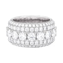 Moissanite 5 Layer Diamond Band Ring in Sterling Silver