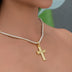 Iced Arrow Cross Pendant in Yellow Gold