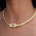 Iced Canary Locked Ball Tennis Chain Necklace in Yellow Gold - 6mm