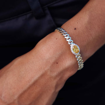 Pulsera Ovalada Iced Canary de Oro Amarillo - 3 mm