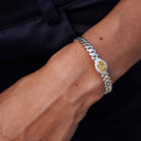 Pulsera Ovalada Iced Canary de Oro Amarillo - 3 mm