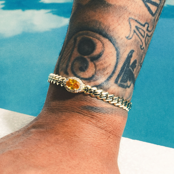 Pulsera Ovalada Iced Canary de Oro Amarillo - 3 mm