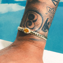 Pulsera Ovalada Iced Canary de Oro Amarillo - 3 mm
