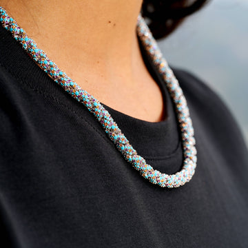 Iced Candy Rope Chain Necklace in White Gold