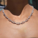 Collar de corona de espinas helada de oro blanco