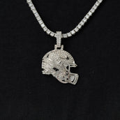 Iced Football Helmet Pendant in White Gold