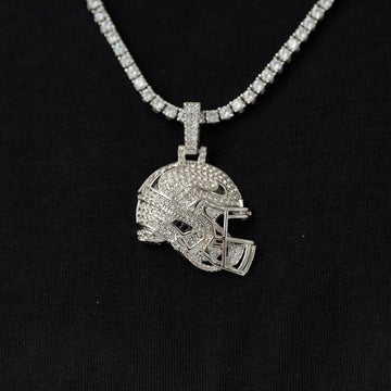 Iced Football Helmet Pendant in White Gold