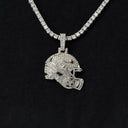 Iced Football Helmet Pendant in White Gold