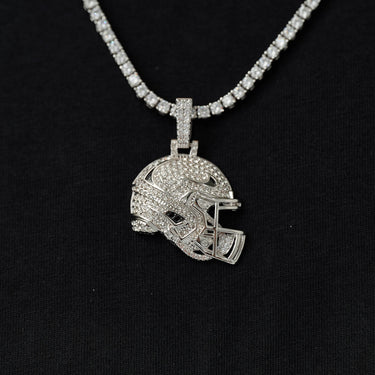 Iced Football Helmet Pendant in White Gold- The GLD Shop
