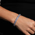 Iced Heart Pink Stationed Cuff Bracelet in White Gold