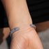 Iced Heart Pink Stationed Cuff Bracelet in White Gold