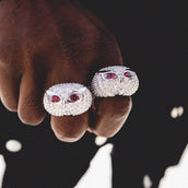 Iced Owl Ring - White Gold Vermeil