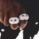 Iced Owl Ring - White Gold Vermeil