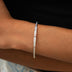 Iced Heart Pink Bar Beaded Cuff Bracelet in White Gold