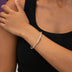 Iced Heart Pink Bar Beaded Cuff Bracelet in White Gold