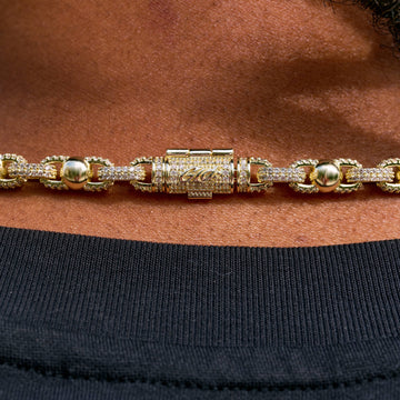 Iced Plain Ball Chain Necklace in Yellow Gold - 6mm