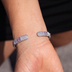 Iced Rock Pink Stationed Cuff Bracelet in White Gold