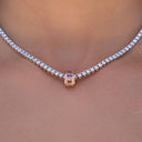 Iced Rock Purple Wheel Pendant in Rose Gold