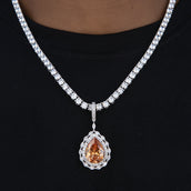 Iced Teardrop Rock Pendant in White Gold