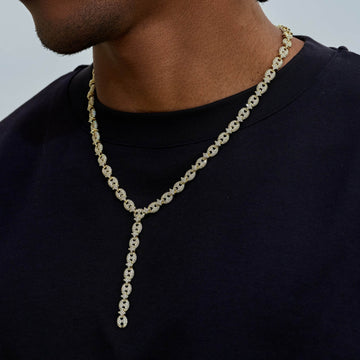 Iced Valentina Lariat Necklace in Yellow Gold