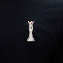 Iced Chess Queen Brooch in White Gold