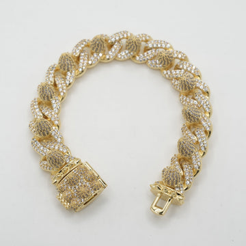 Diamond Spike Rivet Link Chain  Bracelet in Yellow Gold