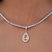 Micro Iced Teardrop Rock Pendant in White Gold