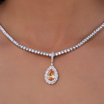 Micro Iced Teardrop Rock Pendant in White Gold