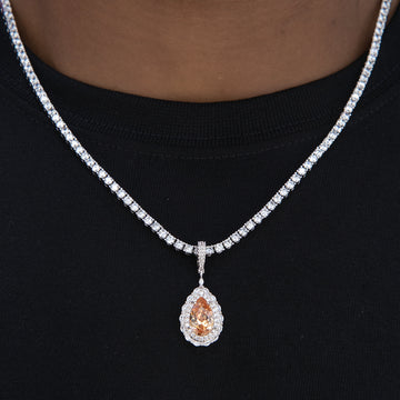 Micro Iced Teardrop Rock Pendant in White Gold