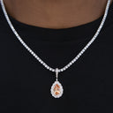 Micro Iced Teardrop Rock Pendant in White Gold