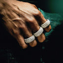 Anillo de 5 capas con banda de diamantes en vermeil de oro blanco