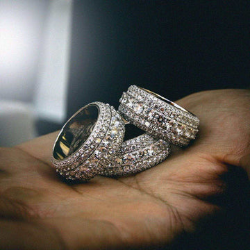 Anillo de 5 capas de moissanita tipo diamante en plata de ley