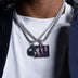 New York Giants Team Helmet Pendant + 3mm Diamond Tennis Necklace in White Gold Bundle