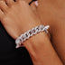 Pulsera de cadena de eslabones con remaches y púas de diamante en oro blanco