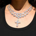 Large Diamond Cross Necklace in White Gold
