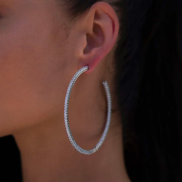 Eternity Hoop Earrings in White Gold-2MM