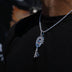 Large Iced Skull Key Pendant in White Gold