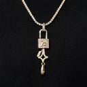 Lock and Key Set Pendant in Yellow Gold