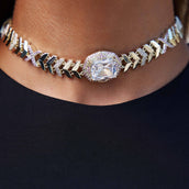Collar ajustable de espiga helada de oro amarillo LTD - 12 mm
