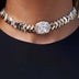 LTD Iced Herringbone Adjustable Necklace Choker in Yellow Gold - 12mm