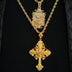 Colgante de cruz medieval con rubíes en oro amarillo