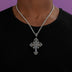 Medieval Cross Black Stones Pendant + 4mm Rope Chain in Black