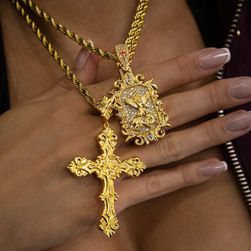 Medieval Cross Pendant in Yellow Gold