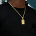 Dije de la Virgen con el Niño de estilo medieval con diamantes en oro amarillo