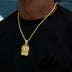 Iced Medieval Madonna and Child Pendant in Yellow Gold