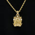 Iced Medieval Madonna and Child Pendant in Yellow Gold