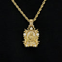 Iced Medieval Madonna and Child Pendant in Yellow Gold