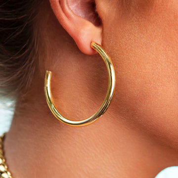 Tube Hoop Earrings in Yellow Gold